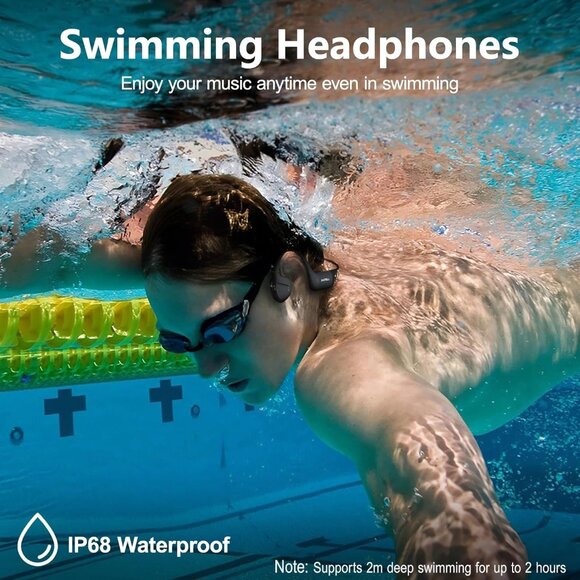 Open-Ear Bone Conduction Headphones IP68 Waterproof Sport Bluetooth 5.4 MP3 - Picture 6 of 8